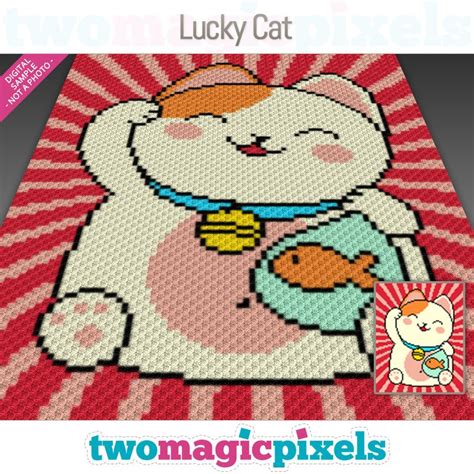 Lucky Cat Crochet Graph Cross Stitch C C Mini C C Sc Hdc Etsy