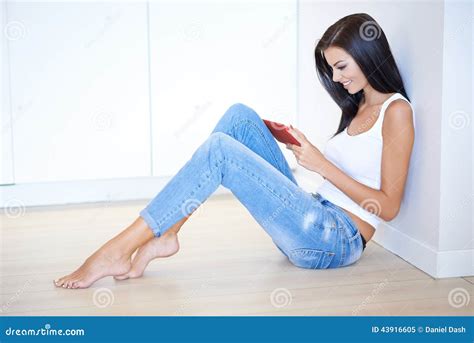 Attractive Young Woman Sitting On The Floor Stock Image Image Of