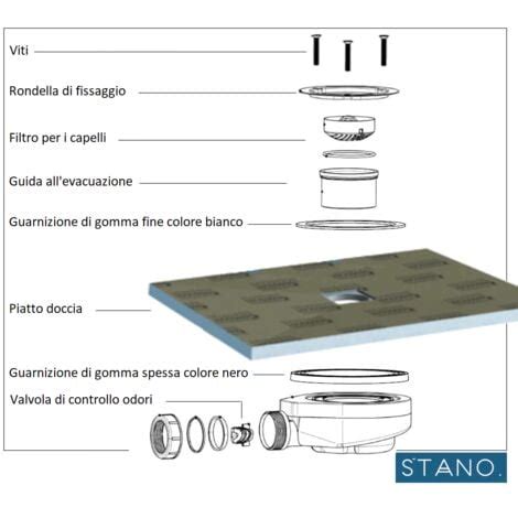 Piletta di scarico orizzontale senza coperchio Ø90 DONA per piatto