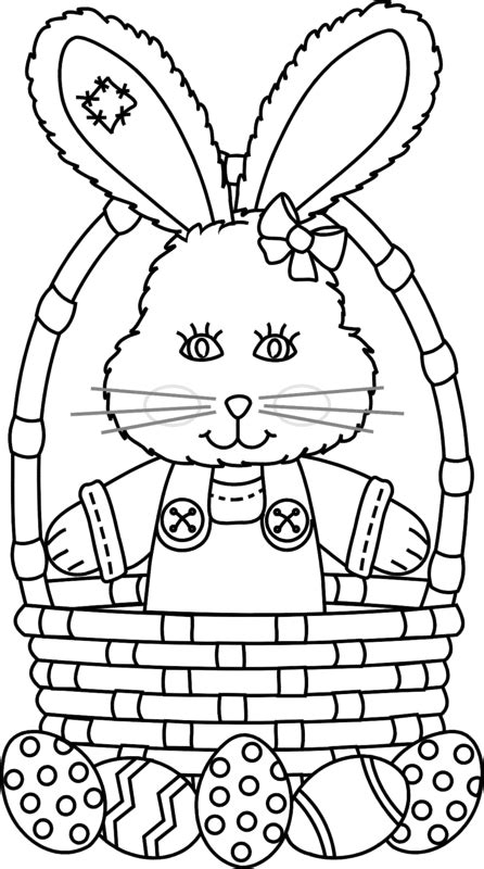 Easter Bunny And Basket Coloring Page Coloring Pages