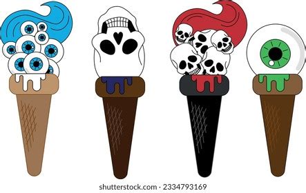 Scary Ice Cream Halloween Scenery Stock Vector Royalty Free