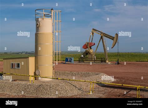 An Oil Pumper In The Bakken Play Oil Fields Near Williston North