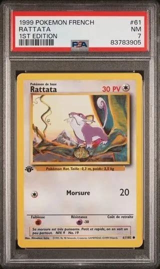 CARTE POKEMON PSA 7 Rattata 61 102 Edition 1 Set De Base EUR 20 00