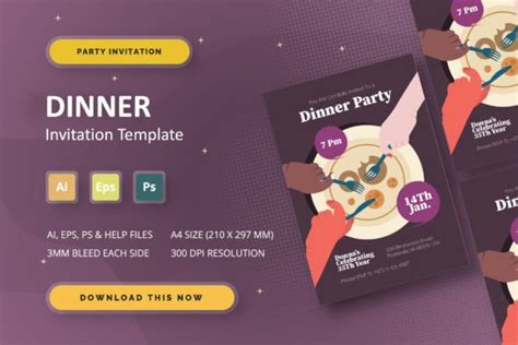 Dinner Party Invitation Graphic By Streakside · Creative Fabrica