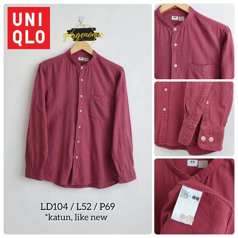 Kemeja Koko Lengan Panjang Kerah Shanghai Uniqlo On Carousell