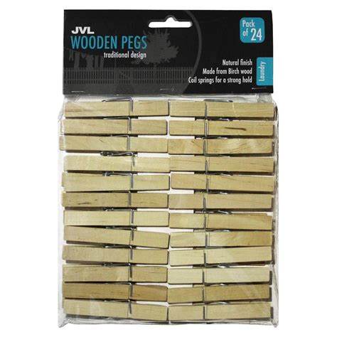 Wooden Pegs 24 Pack Jvl Homeware Solutions