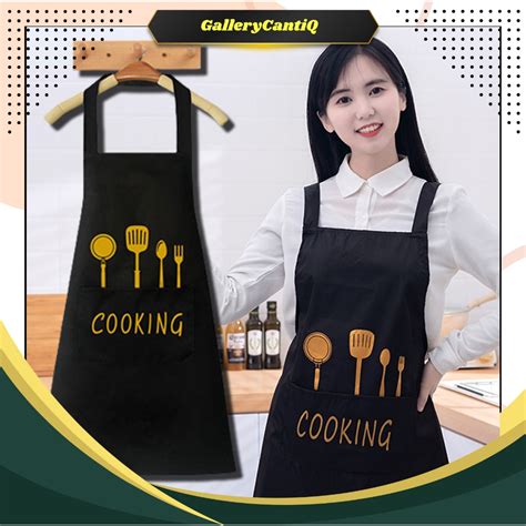 Jual Gallerycantiq Celemek Masak Anti Air Minyak Apron Pelindung Noda