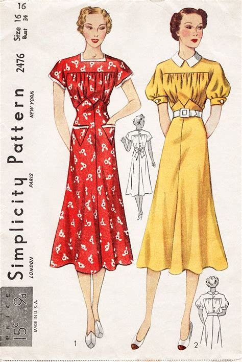 Sewing Fiber Vintage Sewing Pattern 1930s 30s Vintage Evening Gown