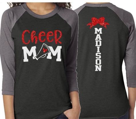 Glitter Cheer Mom Shirt Cheer Shirt 34 Sleeve Raglan Cheer Bling Cheer