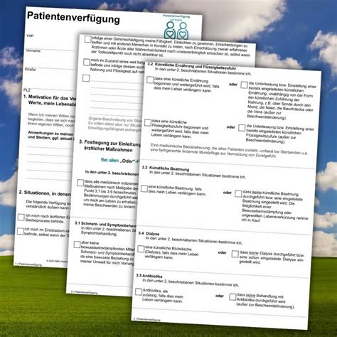 PATIENTENVERFÜGUNG zum Ausdrucken kostenlos
