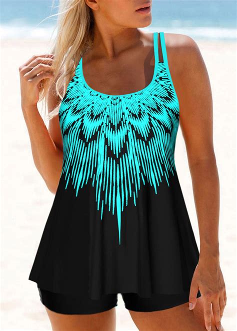 ROTITA Plus Size Ombre Cyan Tankini Top Rotita USD 33 98