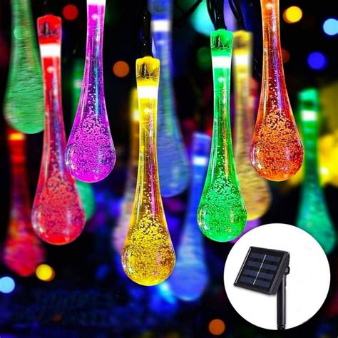 Water Drop Solar Powered 30 Led String Lights Waterproof 213ft 8 Modes Garden Light For Outdoor