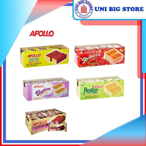 Jual Apollo Layer Cake Chocolate Pandan Blueberry Strawberry 24 Pcs BOX