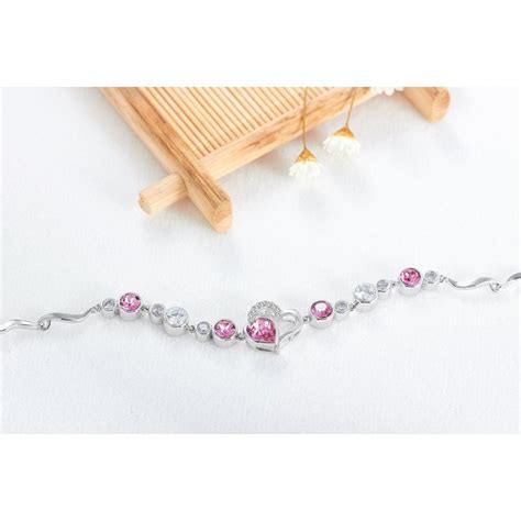 Interlocked Heart Link Bracelet Enriched With Swarovski Crystals