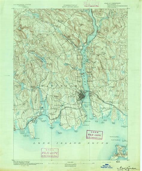 New London Connecticut 1892 1892 Usgs Old Topo Map 15x15 Quad Old Maps