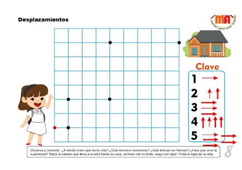 Ejercicio De Desplazamientos En La Cuadr Cula Matem Ticas Para Ni Os