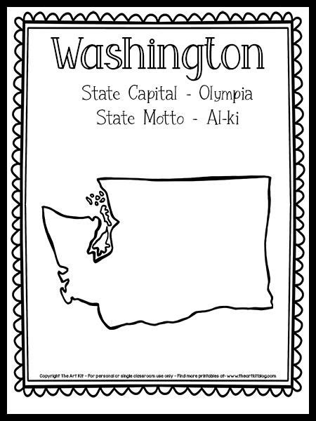 Washington State Outline Coloring Page Free Printable Artofit