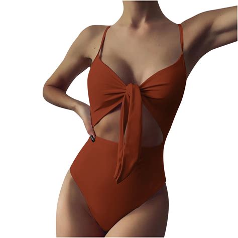 Vsssj Womens Sexy One Piece Bikini Swimsuit Solid Color Ruched Sexy