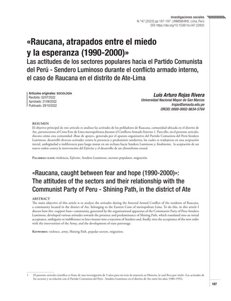 PDF Raucana Atrapados Entre El Miedo Y La Esperanza 1990 2000