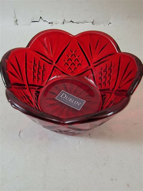 Godinger Dublin Red Crystal Chip And Dip Serving Bowl Setshannon By Godinger New Ebay