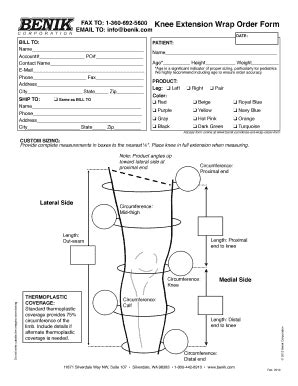 Fillable Online FAX TO 1 360 692 5600 Knee Extension Wrap Order Form