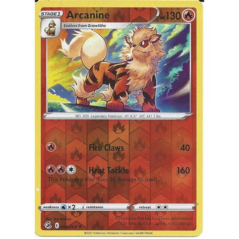 Pokemon Trading Card Game 033 264 Arcanine Reverse Holo SWSH 08