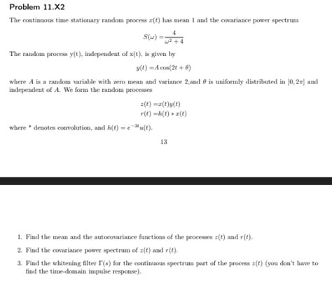 The Continuous Time Stationary Random Process X T Chegg