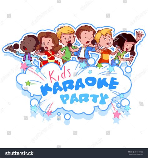 Cartoon Children Sing With A Microphone Logo Template For Childrens