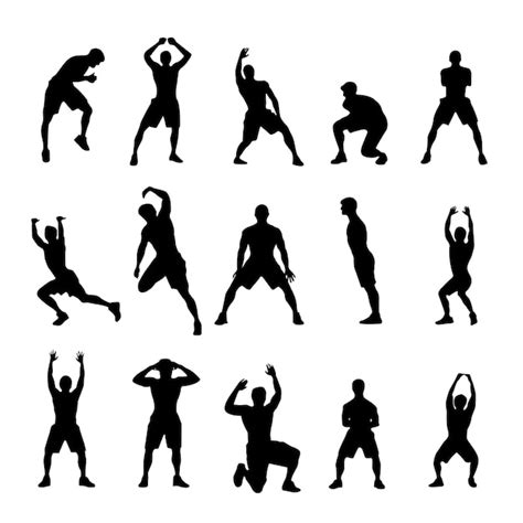 Premium Vector Vector Set Of Man Exercise Silhouettes On White