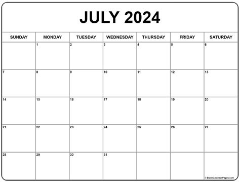 July 2024 Calendar Printable Calendar 2024 Printable Calendar 2025