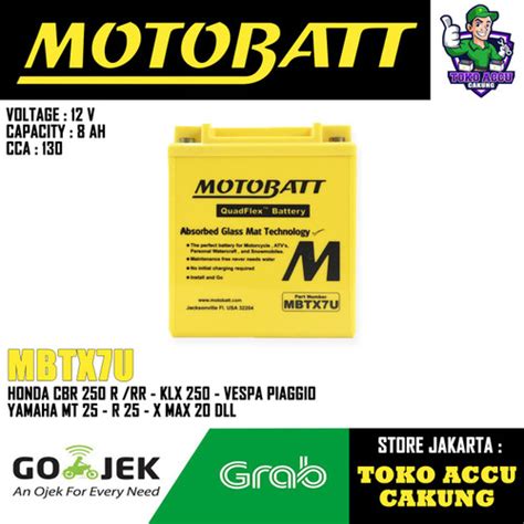 Jual Mbtx U Motobatt Quadflex Ah Gtz V Aki Motor Honda Cbr Klx