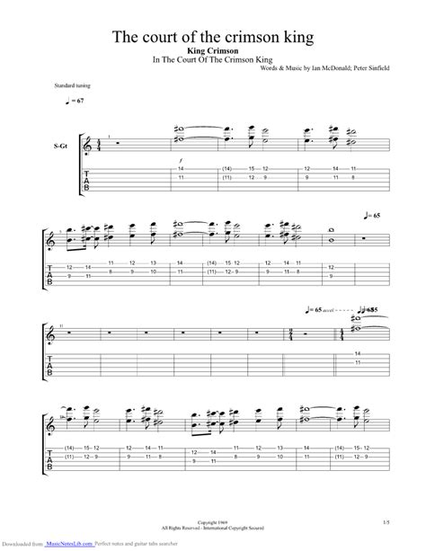 The Court Of The Crimson King Guitar Pro Tab By King Crimson