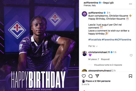 Foto Kouam Festeggia Anni Gli Auguri Della Fiorentina Viola News