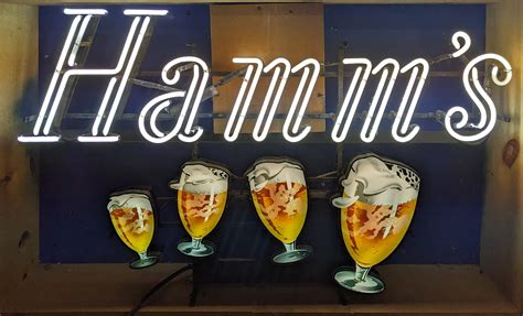At Auction: HAMMS BEER DANCING GOBLETS NEON SIGN
