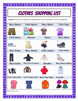 Download: Clothes Shopping List