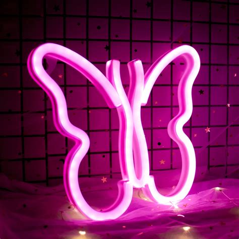 Butterfly Neon Signs Lights For Bedroom Wall Decor Pink Extra