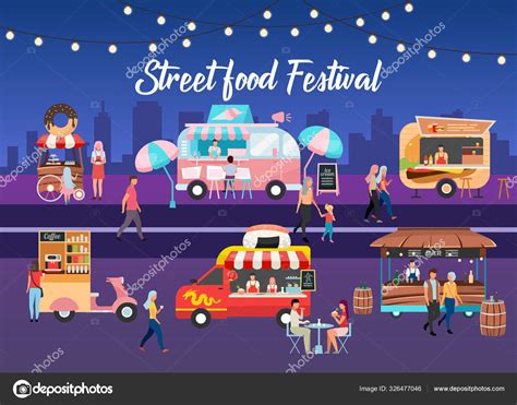 Street Food Festival Poster Vector Template City Fest Brochure Cover