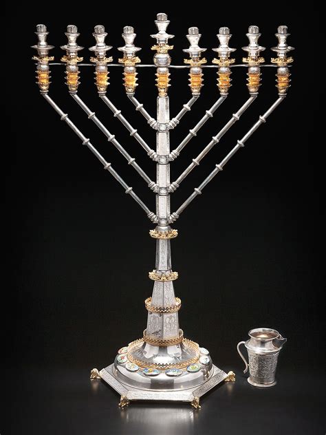 Monumental Shuki Freiman Silver And Gold Chanukah Menorah