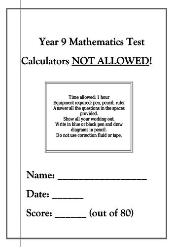 Year 9 Maths Test Teaching Resources