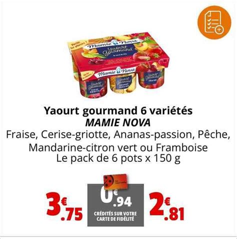 Promo Yaourt Gourmand Vari T S Mamie Nova Chez Coccinelle Express