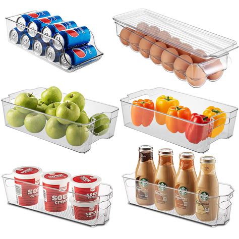 Buy Set Of 6 Refrigerator Organizer Bins Stackable Fridge Organizers