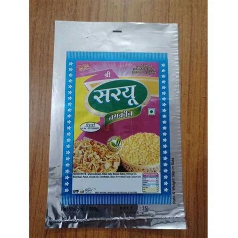 Printed Glossy Multilayer Pp Namkeen Packaging Pouch Heat Sealed At