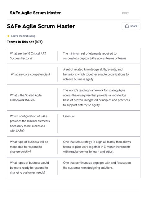 SAFe Agile Scrum Master Material | PDF