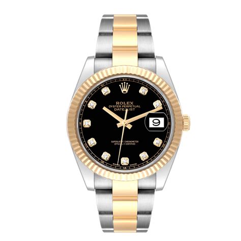 Rolex Datejust 41 Steel Yellow Gold Black Diamond Dial Mens Watch 126333 For Sale At 1stdibs