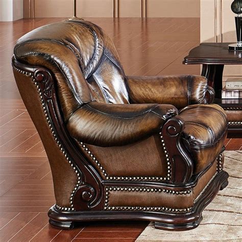 Oakman Italian Leather Chair by ESF Furniture | FurniturePick