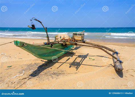 Traditional Sri Lankan Fishing Boat Beach Colombo Sri Lanka Stock