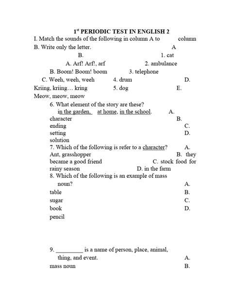 1st Periodic Test 2019 Pdf Noun Semantic Units