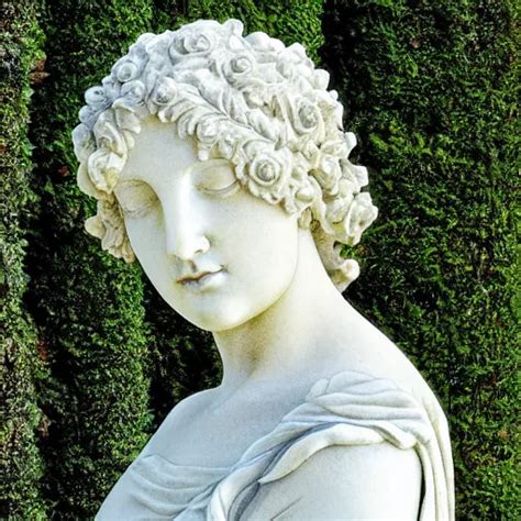 Delicate Marble Statue In A Garden Stony Puffy Stable Diffusion