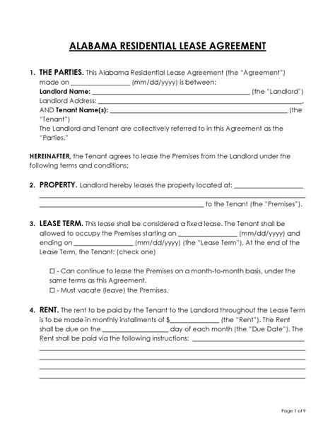 Basic Residential Lease Agreement Templates Word