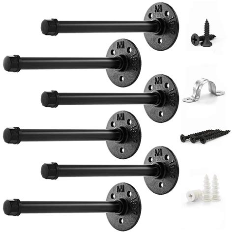 Buy Pipe Bracket 8 Inch 6 Pcs Black Steel Industrial DIY Pipe Shelf